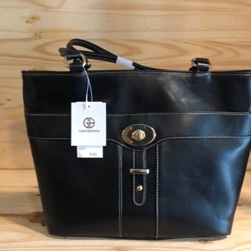 Giani Bernini Turnlock Glazed Black Handbag